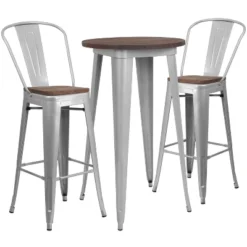 Flash Furniture 24" Round Metal Bar Table Set With Wood Top And 2 Stools -Flash Furniture Sales Store GUEST 2d25539a 38b8 4996 9079 d1604bc653c2