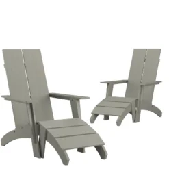 Flash Furniture Set Of 2 Sawyer Modern All-Weather Poly Resin Wood Adirondack Chairs With Foot Rests -Flash Furniture Sales Store GUEST 2da324f0 0bf9 445e 9862 be762a8f044c