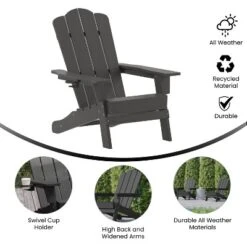 Flash Furniture Newport Adirondack Chair With Cup Holder, Weather Resistant HDPE Adirondack Chair -Flash Furniture Sales Store GUEST 2e3469d2 fa78 4e93 8aa3 f69d87a951ab