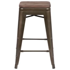 Flash Furniture 24" High Metal Counter-Height, Indoor Bar Stool With Wood Seat - Stackable Set Of 4 -Flash Furniture Sales Store GUEST 2f2b1246 64cf 45dd 9efa 28ffa6d6cc15