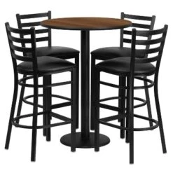 Flash Furniture 30'' Round Laminate Table Set With Round Base And 4 Ladder Back Metal Barstools -Flash Furniture Sales Store GUEST 2fb317b6 2529 471c 8cbd 76f316651fad