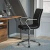 Flash Furniture James Mid-Back Designer Executive Upholstered Office Chair With Brushed Metal Base And Arms