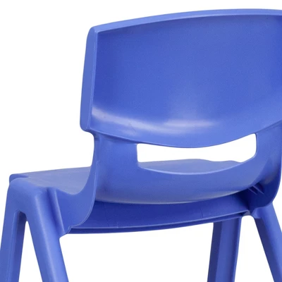 Flash Furniture 4 Pack Blue Plastic Stackable School Chair With 13.25'' Seat Height 5 Flash Furniture 4 Pack Blue Plastic Stackable School Chair With 13.25'' Seat Height - Image 5