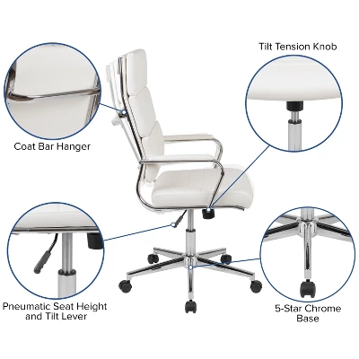 Flash Furniture Hansel High Back White LeatherSoft Contemporary Panel Executive Swivel Office Chair 12 Flash Furniture Hansel High Back White LeatherSoft Contemporary Panel Executive Swivel Office Chair - Image 12