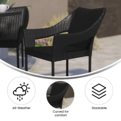 Flash Furniture Ethan Set Of 2 Commercial Grade Stacking Patio Chairs, All Weather PE Rattan Wicker Patio Dining Chairs -Flash Furniture Sales Store GUEST 3345fdc2 22f8 4f12 b93b a476353652b9 1
