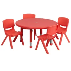Flash Furniture 33" Round Plastic Height Adjustable Activity Table Set With 4 Chairs -Flash Furniture Sales Store GUEST 3375d801 80e4 4a3c ba6d 0041d96b7cbc