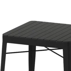 Flash Furniture Helvey 31.5" Square Commercial Grade Indoor/Outdoor Black Steel Patio Dining Table For 4 With Black Poly Resin Slatted Top -Flash Furniture Sales Store GUEST 33a81c8e 801b 456e 8c6d 7364fa7781c1