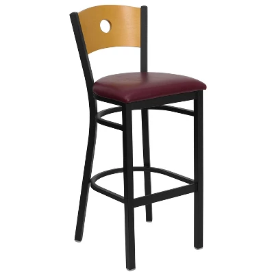 Flash Furniture Wood Circle Back Black Metal Restaurant Barstool 7 Flash Furniture Wood Circle Back Black Metal Restaurant Barstool - Image 7