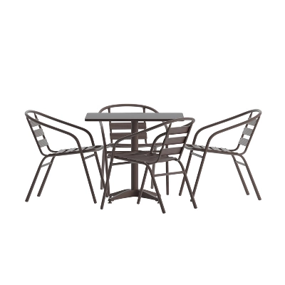 Flash Furniture Lila 31.5'' Square Aluminum Indoor-Outdoor Table Set With 4 Slat Back Chairs 12 Flash Furniture Lila 31.5'' Square Aluminum Indoor-Outdoor Table Set With 4 Slat Back Chairs - Image 12