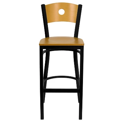 Flash Furniture Wood Circle Back Black Metal Restaurant Barstool 4 Flash Furniture Wood Circle Back Black Metal Restaurant Barstool - Image 4