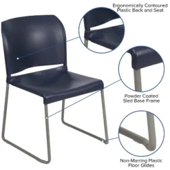 Flash Furniture HERCULES Series 880 Lb. Capacity Navy Full Back Contoured Stack Chair With Gray Powder Coated Sled Base -Flash Furniture Sales Store GUEST 3672e30d 35c4 4a2c 8315 613cfee5d453
