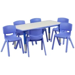 Flash Furniture 23.625"W X 47.25"L Rectangular Plastic Height Adjustable Activity Table Set With 6 Chairs 26 Flash Furniture 23.625"W X 47.25"L Rectangular Plastic Height Adjustable Activity Table Set With 6 Chairs -Flash Furniture Sales Store GUEST 36dddfc5 83fc 49ff a5f5 3bd9cf55b030