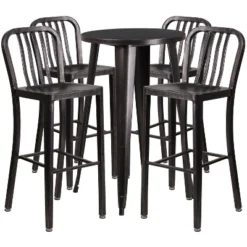 Flash Furniture Commercial Grade 24" Round Metal Indoor-Outdoor Bar Table Set With 4 Vertical Slat Back Stools 9 Flash Furniture Commercial Grade 24" Round Metal Indoor-Outdoor Bar Table Set With 4 Vertical Slat Back Stools -Flash Furniture Sales Store GUEST 3705c129 1515 4272 b80f 447d423c8c9a