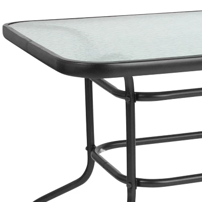 Flash Furniture 31.5" X 55" Rectangular Tempered Glass Metal Table With Umbrella Hole 7 Flash Furniture 31.5" X 55" Rectangular Tempered Glass Metal Table With Umbrella Hole - Image 7
