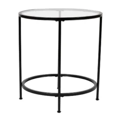 Flash Furniture Astoria Collection Round End Table - Modern Clear Glass Accent Table With Matte Black Frame -Flash Furniture Sales Store GUEST 383f23f3 aa89 4dfe 8817 3f808e8c55c0