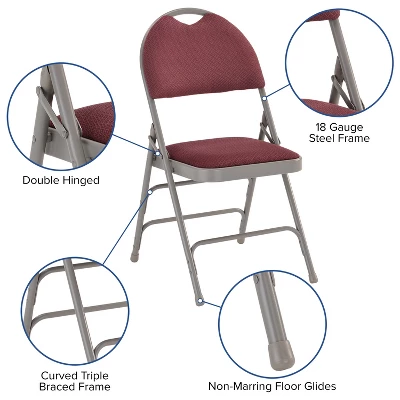 Flash Furniture 2 Pack HERCULES Series Extra Large Ultra-Premium Triple Braced Metal Folding Chair With Easy-Carry Handle 2 Flash Furniture 2 Pack HERCULES Series Extra Large Ultra-Premium Triple Braced Metal Folding Chair With Easy-Carry Handle - Image 2