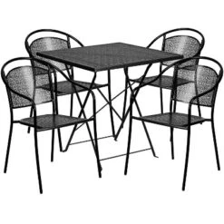 Flash Furniture Oia Commercial Grade 28" Square Indoor-Outdoor Steel Folding Patio Table Set With 4 Round Back Chairs -Flash Furniture Sales Store GUEST 38dee876 9543 4bab 968a 07c7fe263f8a