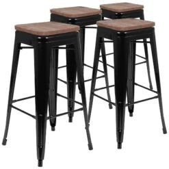 Flash Furniture 30" High Metal Indoor Bar Stool With Wood Seat - Stackable Set Of 4 -Flash Furniture Sales Store GUEST 3a815904 fb36 4e1b 8606 d9b25784347a