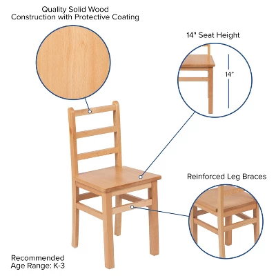 Flash Furniture Kids Natural Solid Wood Table And Chair Set For Classroom, Playroom, Kitchen 2 Flash Furniture Kids Natural Solid Wood Table And Chair Set For Classroom, Playroom, Kitchen - Image 2