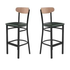 Flash Furniture Wright Set Of 2 Commercial Grade Barstools With 500 LB. Capacity Steel Frame, Solid Wood Seat, And Boomerang Back -Flash Furniture Sales Store GUEST 3ea2c27c ef00 49c7 862d 554ec721334e