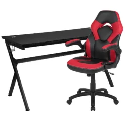 Flash Furniture Gaming Desk And Racing Chair Set With Cup Holder, Headphone Hook And Removable Mouse Pad Top - 2 Wire Management Holes -Flash Furniture Sales Store GUEST 3f352294 6895 4e31 b2e0 61ec94b05d8d
