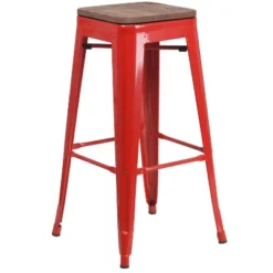 Flash Furniture 30" High Backless Metal Barstool With Square Wood Seat -Flash Furniture Sales Store GUEST 3fbac8c4 4e67 472c 92f3 750d43ee9f6a