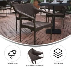 Flash Furniture Jace Set Of 4 Commercial Grade Stacking Patio Chairs, All Weather PE Rattan Wicker Patio Dining Chairs -Flash Furniture Sales Store GUEST 405f07c9 c063 4eb1 995c de6e8e3118d1
