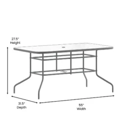 Flash Furniture Tory 31.5" X 55" Rectangular Tempered Glass Metal Table With Umbrella Hole -Flash Furniture Sales Store GUEST 416f78d6 cc06 4dda 9eb7 68bf679a85b9