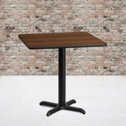 Flash Furniture 30'' Square Walnut Laminate Table Top With 22'' X 22'' Table Height Base