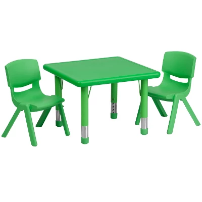 Flash Furniture 24" Square Plastic Height Adjustable Activity Table Set With 2 Chairs 10 Flash Furniture 24" Square Plastic Height Adjustable Activity Table Set With 2 Chairs - Image 10