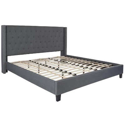 Flash Furniture Riverdale Tufted Upholstered Platform Bed With 10 Inch CertiPUR-US Certified Foam And Pocket Spring Mattress 7 Flash Furniture Riverdale Tufted Upholstered Platform Bed With 10 Inch CertiPUR-US Certified Foam And Pocket Spring Mattress - Image 7
