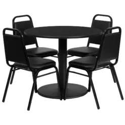 Flash Furniture 36'' Round Laminate Table Set With Round Base And 4 Trapezoidal Back Banquet Chairs -Flash Furniture Sales Store GUEST 45e27917 4f02 4061 89b1 91c49de6199d