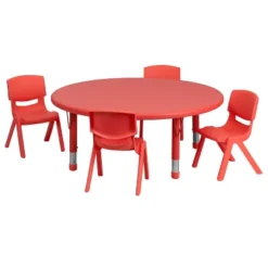 Flash Furniture 45" Round Plastic Height Adjustable Activity Table Set With 4 Chairs -Flash Furniture Sales Store GUEST 460b6e5d b99d 437c 806d 0836284f2fa0
