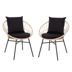 Flash Furniture Devon Set Of 2 Indoor/Outdoor Modern Papasan Style Rattan Rope Patio Chairs, PE Rattan With Cushions -Flash Furniture Sales Store GUEST 461b1362 cc98 4a7c 929c 00b188578e3e