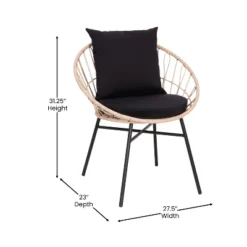 Flash Furniture Devon 3-Piece Indoor/Outdoor Bistro Set, Papasan Style Rattan Rope Chairs, Glass Top Side Table & Cushions -Flash Furniture Sales Store GUEST 46cb761a 404d 4a87 8713 713f408166f0