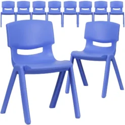 Flash Furniture 10 Pack Plastic Stackable School Chair With 13.25" Seat Height