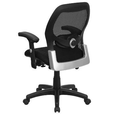 Mid-Back Black Super Mesh Executive Swivel Office Chair With Mesh Padded Seat - Belnick 2 Mid-Back Black Super Mesh Executive Swivel Office Chair With Mesh Padded Seat - Belnick - Image 2