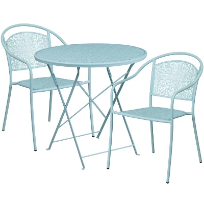 Flash Furniture Oia Commercial Grade 30" Round Indoor-Outdoor Steel Folding Patio Table Set With 2 Round Back Chairs 6 Flash Furniture Oia Commercial Grade 30" Round Indoor-Outdoor Steel Folding Patio Table Set With 2 Round Back Chairs - Image 6