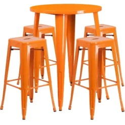 Flash Furniture Commercial Grade 30" Round Metal Indoor-Outdoor Bar Table Set With 4 Square Seat Backless Stools -Flash Furniture Sales Store GUEST 47d9bf30 96c5 4899 882c b821f6bd4717