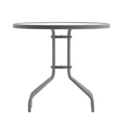 Flash Furniture Bellamy 31.5'' Silver Round Tempered Glass Metal Table -Flash Furniture Sales Store GUEST 48149977 5f1b 4c61 acfa a4dfc719324d