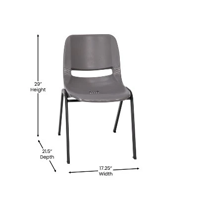 Flash Furniture HERCULES Series 661 Lb. Capacity Gray Ergonomic Shell Stack Chair With Black Frame And 16'' Seat Height, Set Of 5 6 Flash Furniture HERCULES Series 661 Lb. Capacity Gray Ergonomic Shell Stack Chair With Black Frame And 16'' Seat Height, Set Of 5 - Image 6
