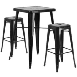 Flash Furniture Commercial Grade 23.75" Square Metal Indoor-Outdoor Bar Table Set With 2 Square Seat Backless Stools -Flash Furniture Sales Store GUEST 4a6a2d07 038f 498a 8815 42e4191edc7f