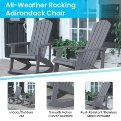 Flash Furniture Savannah Set Of 2 All-Weather Poly Resin Wood Adirondack Rocking Chairs With Cushions For Deck, Porch, And Patio -Flash Furniture Sales Store GUEST 4ba7e4dd 3a58 4bcb 9190 265bfacb398f