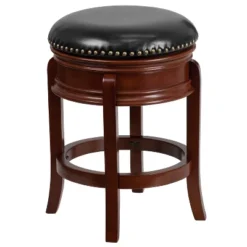 Flash Furniture 24'' High Backless Wood Counter Height Stool With Carved Apron And LeatherSoftSoft Swivel Seat -Flash Furniture Sales Store GUEST 4c4db986 990b 4fc1 82d3 d2f5a2cb9594