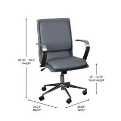 Flash Furniture James Mid-Back Designer Executive Upholstered Office Chair With Brushed Metal Base And Arms -Flash Furniture Sales Store GUEST 4ca9e908 d065 4c11 b624 c4bfa2e090bd