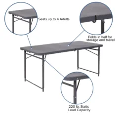 Flash Furniture 4-Foot Height Adjustable Bi-Fold Dark Gray Plastic Folding Table With Carrying Handle -Flash Furniture Sales Store GUEST 4d44001d 69f5 485d 83b9 8fb045d2f65d