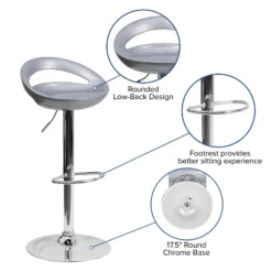 Flash Furniture Contemporary Plastic Adjustable Height Barstool With Rounded Cutout Back And Chrome Base -Flash Furniture Sales Store GUEST 4e0e5b4b c086 4a3e 9e2d 9deb62c2e811