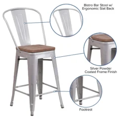 Flash Furniture 24" High Metal Counter Height Stool With Back And Wood Seat -Flash Furniture Sales Store GUEST 4f3e3d5c 2495 4e59 956a fef4552cade4