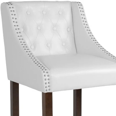 Flash Furniture Carmel Series 30" High Transitional Tufted Walnut Barstool With Accent Nail Trim 5 Flash Furniture Carmel Series 30" High Transitional Tufted Walnut Barstool With Accent Nail Trim - Image 5