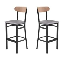 Flash Furniture Wright Set Of 2 Commercial Grade Barstools With 500 LB. Capacity Steel Frame, Solid Wood Seat, And Boomerang Back -Flash Furniture Sales Store GUEST 4fe0793a cdaf 4d96 8320 415cb29d407c